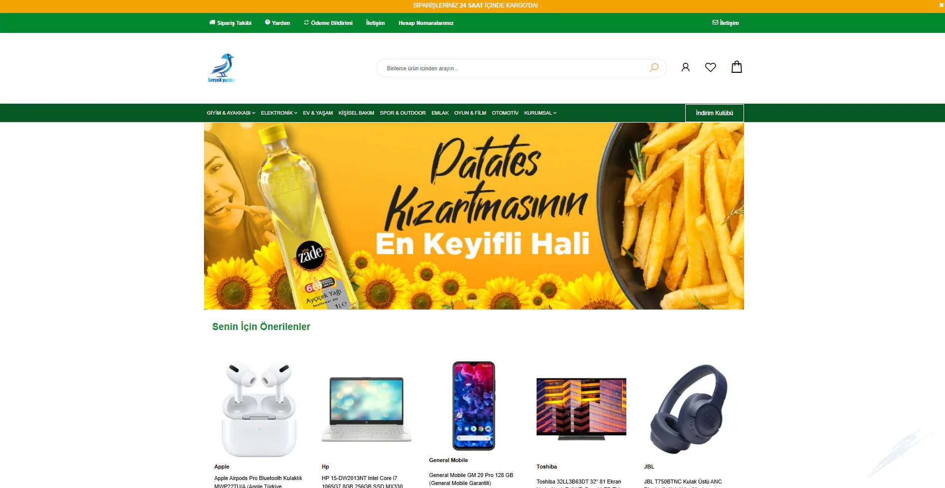 Profesyonel E-Ticaret Süpermarket&Pazaryeri Sitesi Yazılımı